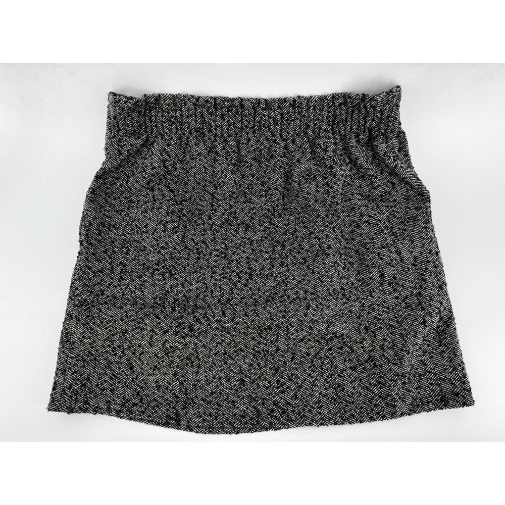 J Crew Size 12 NWT Wool Blend Mini Skirt Elastic Waist Grey Herringbone MSRP $79